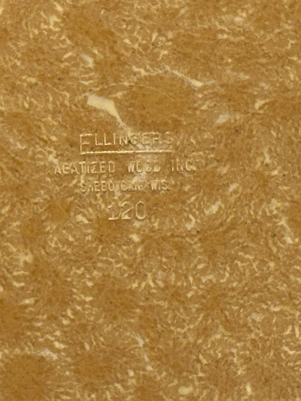 Vintage Ellingers Agatized Wood Inc. Sheboygan Wis. Size 120 11” X 3” MCM